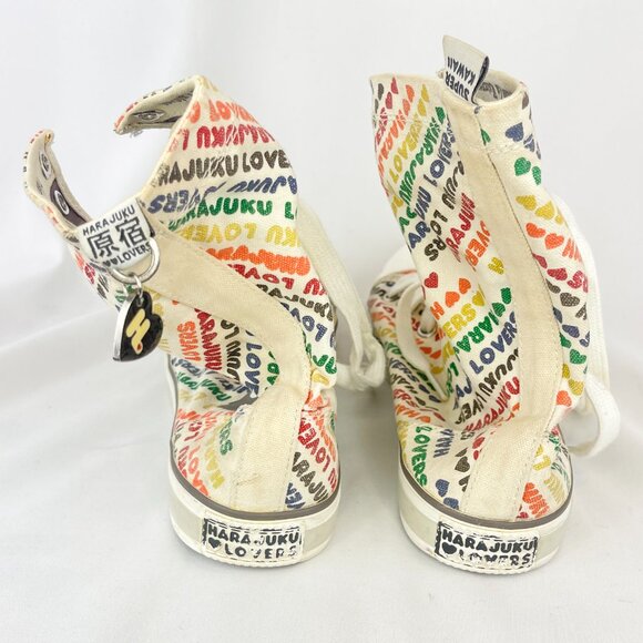 2000s Harajuku Lovers Rainbow Print High Tops sz 7 - Picture 7 of 10